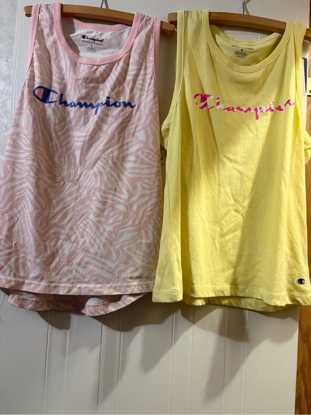 Champion Pink Zebra Print Tank & Yellow Logo Tank Set